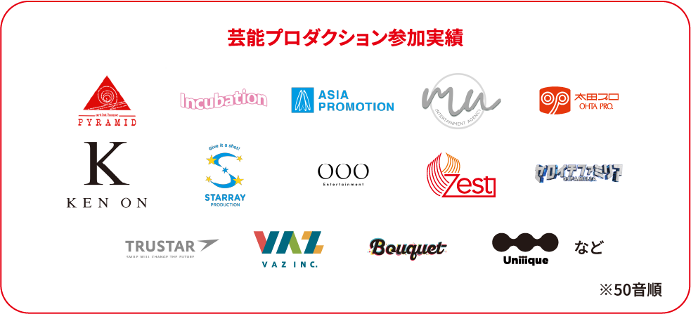 独自開発したシステムにより、芸能プロダクション所属までを完全サポート！